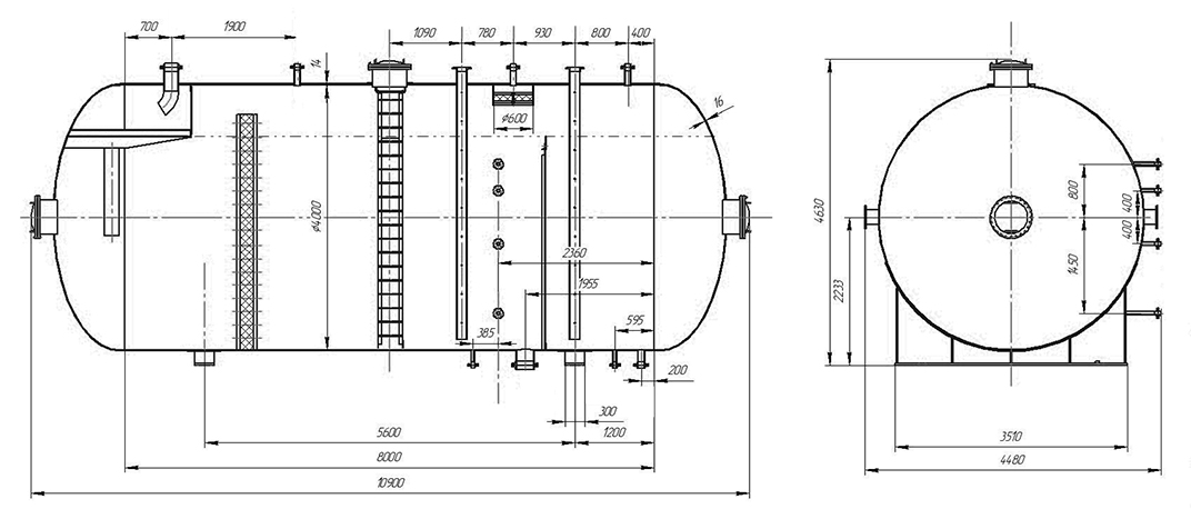 Схема трехфазного сепаратора ТФС производства Саратовского резервуарного завода